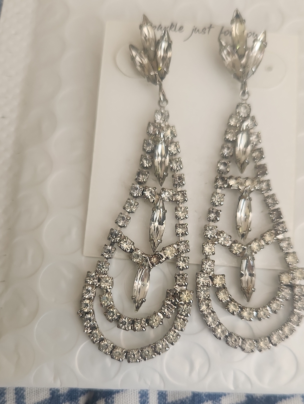 Vintage Rhinestone Chandelier Earrings